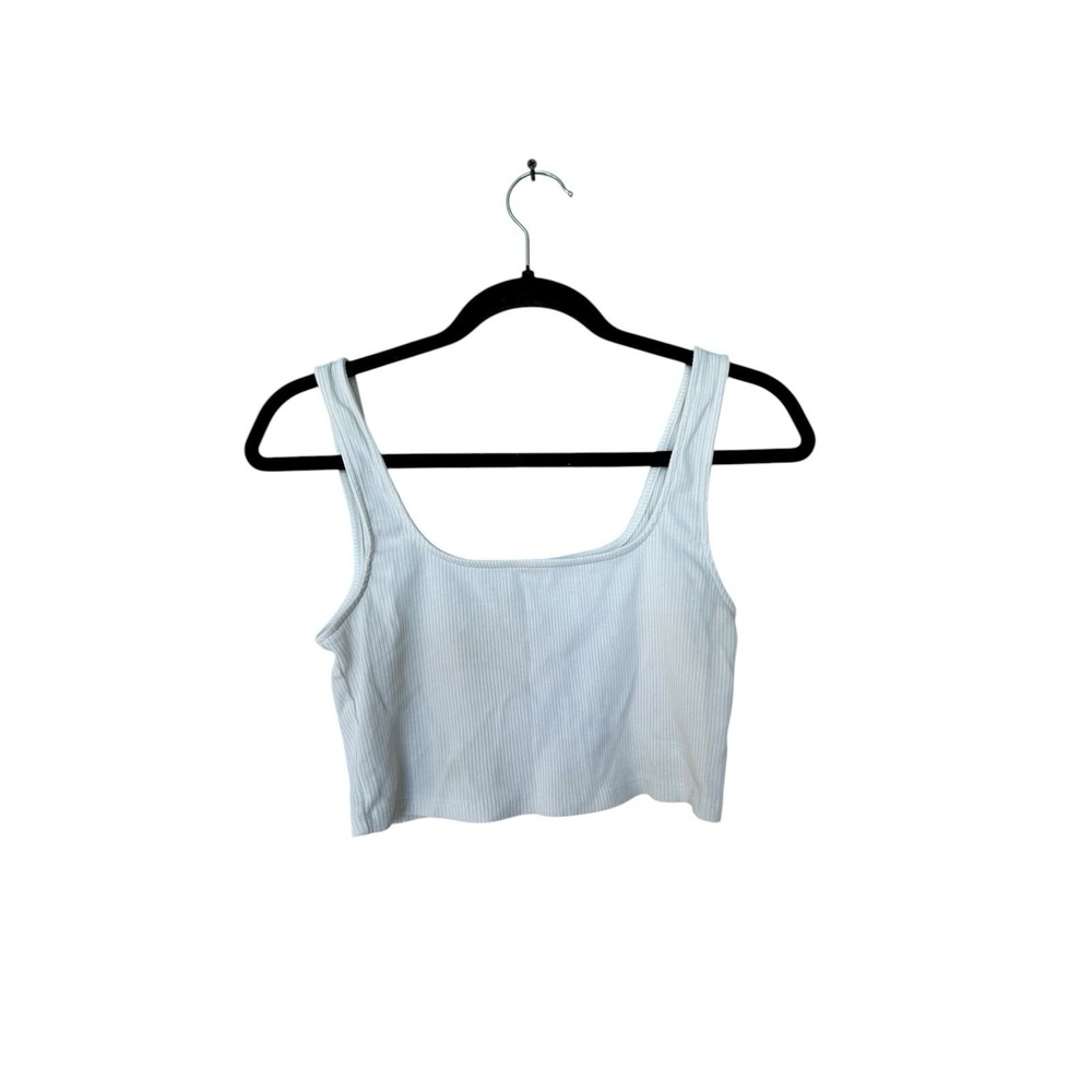 ARITZIA SUNDAY BEST Women's white ribbed‎ crop top sleeveless size medium